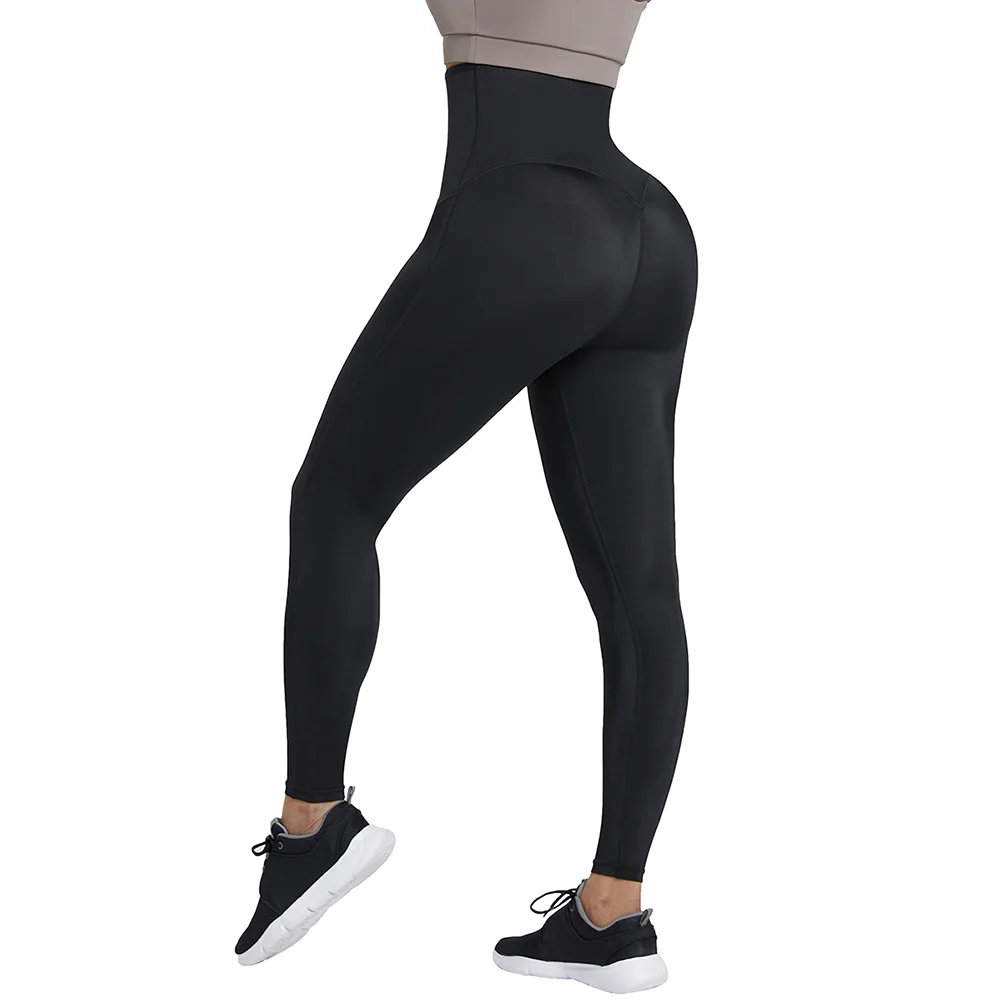 Black high waist leggings with sauna effect