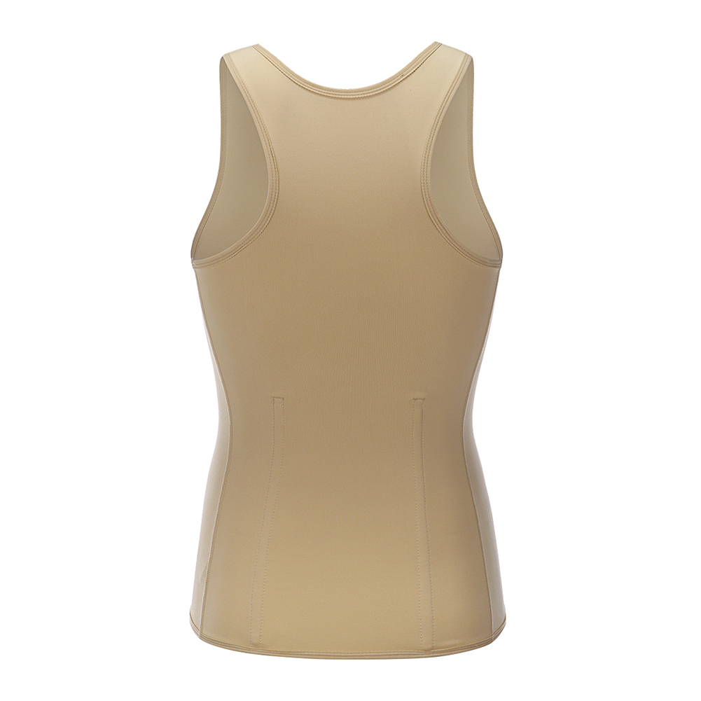 Men nude tummy control vest with hooks and zip