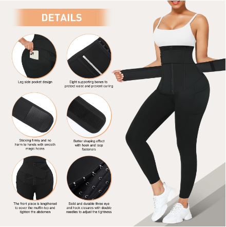 Black high waisted shaping workout leggings with pockets details